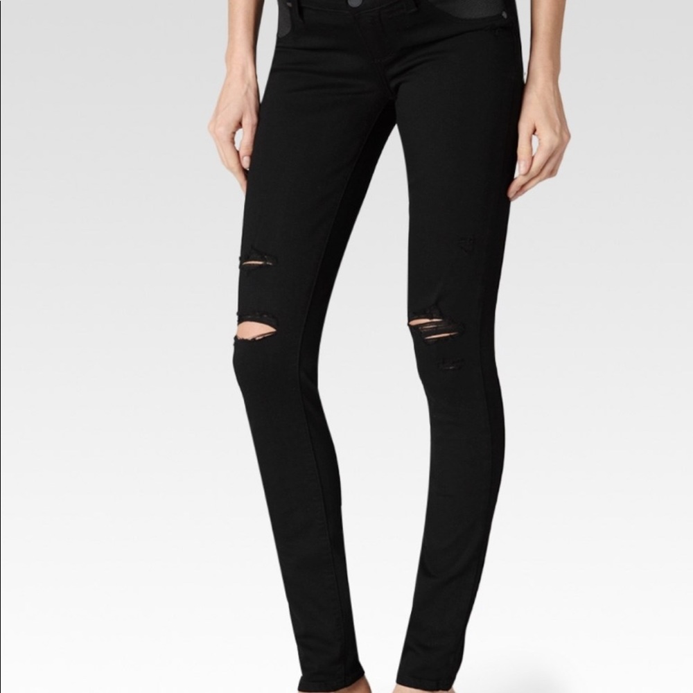Paige Distressed Verdugo Ultra Skinny Black Jeans